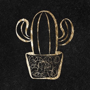 Cactus sticker, gold aesthetic illustration | Free PSD Illustration - rawpixel