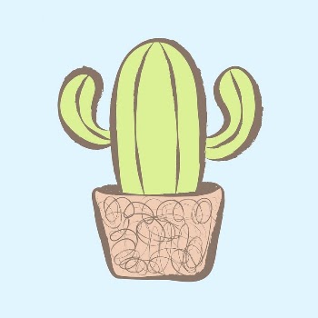 Cactus sticker, pastel doodle in aesthetic | Free PSD Illustration - rawpixel