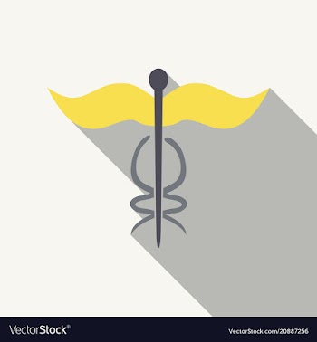Caduceus - medical sign in modern flat style vector image