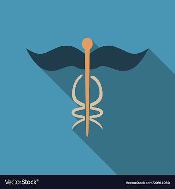 Caduceus - medical sign in modern flat style vector image