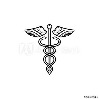 Caduceus medical symbol hand drawn outline doodle icon