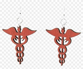 Caduceus Medical Symbol - Wood Earrings