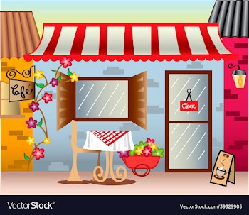 cafe with open signage and outdoor sitting