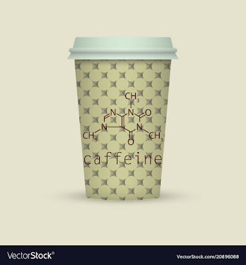 Caffeine chemical formula on coffee paper cup vector image