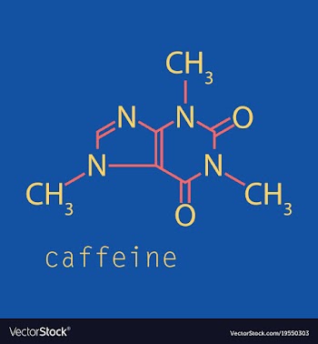 Caffeine molecule chemical structure background vector image