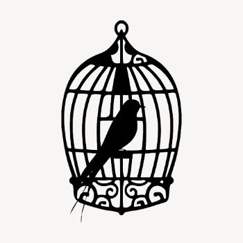 Caged bird silhouette collage element, | Free PSD - rawpixel