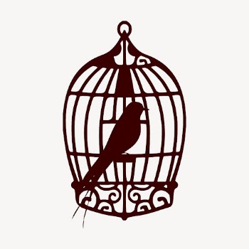 Caged bird silhouette collage element, | Free PSD - rawpixel