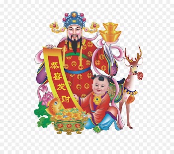 Caishen Illustration - Gong Xi Fa Cai 