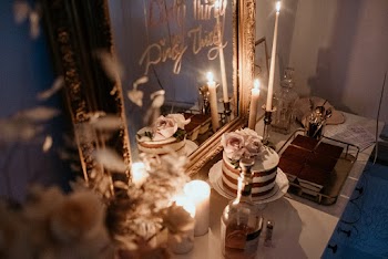 Cake and Candle on Table