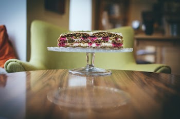 Cake cut in half