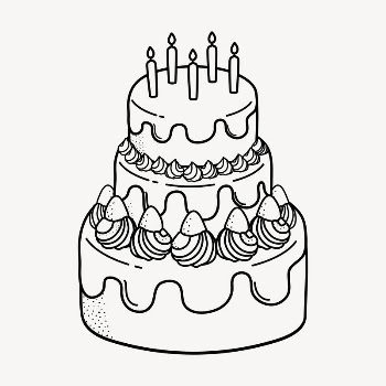 Cake doodle clipart, cute black | Free PSD Illustration - rawpixel