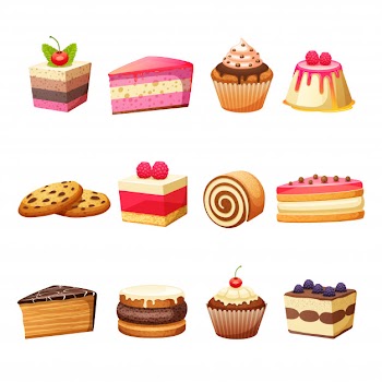 Cakes and sweets set Free Vector
