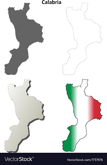 Calabria blank detailed outline map set vector image