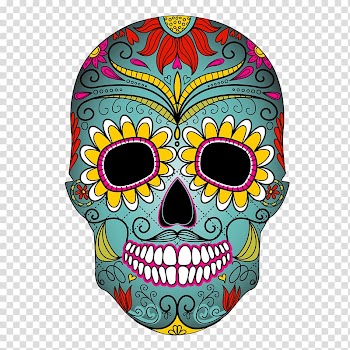 Calavera Cupcake Skull Day of the Dead Mexican cuisine, skull transparent background PNG clipart