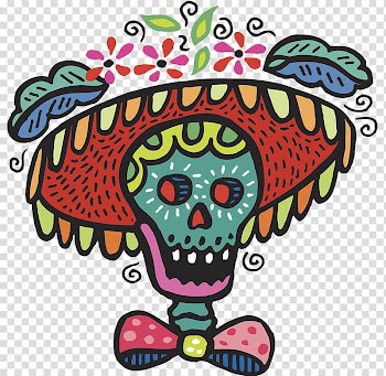 Calavera Day of the Dead Human skull symbolism , Halloween traditional pattern skull bones transparent background PNG clipart