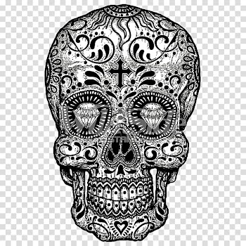 Calavera Day of the Dead Skull T-shirt Candy, white sugar transparent background PNG clipart