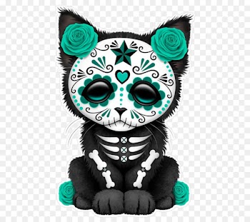 Calavera Kitten Cat Day of the Dead Skull - skull rock 