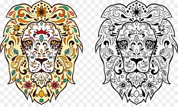 Calavera Lion T-shirt Day of the Dead Skull - Lions decorative pattern 