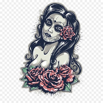 Calavera Mexican cuisine Day of the Dead Illustration - Vector Gothic style 