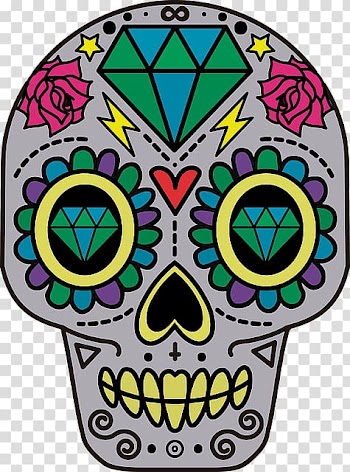 Calavera Skull Day of the Dead , Hand-painted cartoon skeleton transparent background PNG clipart
