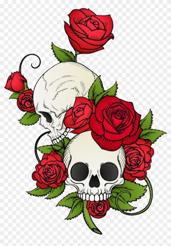 Calavera Skull Rose T-shirt Drawing - Flower Skull Art Png
