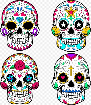 Calavera Skull - Vector hand painted colored graffiti skull 