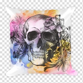 Calavera Watercolor painting Skull Canvas Tattoo, skull transparent background PNG clipart