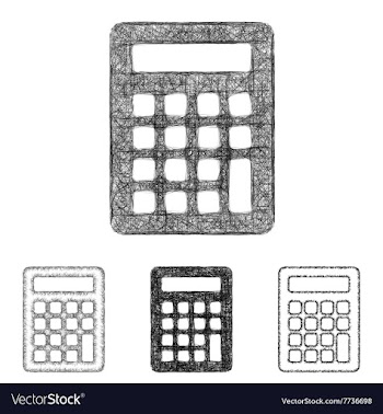 Calculator icon set - sketch line art vector image