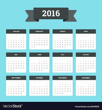  					Calendar 2016 vector image														