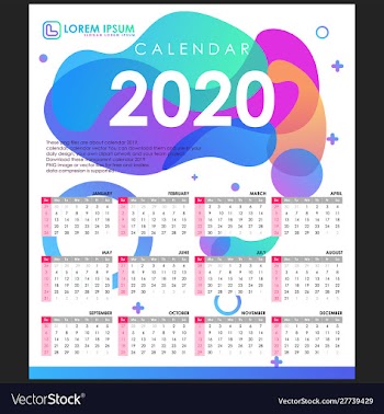 Calendar 2020 liquid design vector image