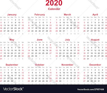 Calendar 2020 vector image