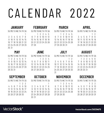 calendar 2022 year english simple square wall