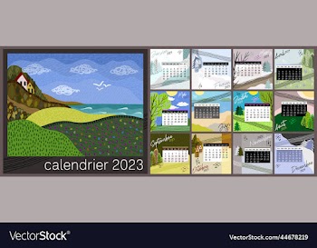 calendar 2023 in french language colorful monthly