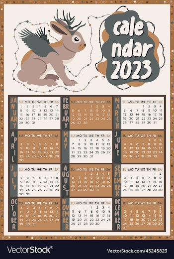 calendar 2023 with jackalope year of rabbit week