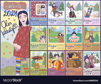 calendar 2024 finnish language colorful monthly