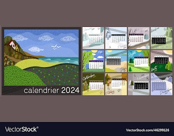 calendar 2024 in french language colorful monthly