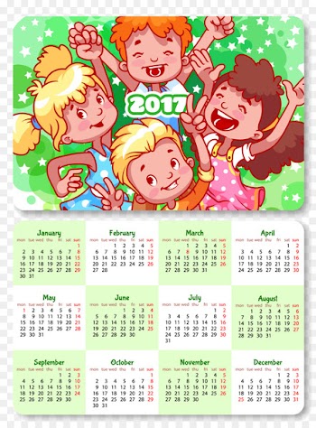 Calendar Child Template Illustration - 2017 cartoon kids calendar 
