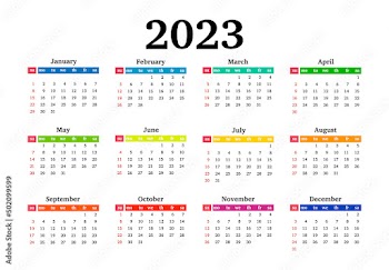 Calendar for 2023 isolated on a white background