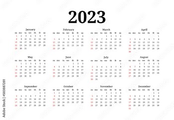 Calendar for 2023 isolated on a white background