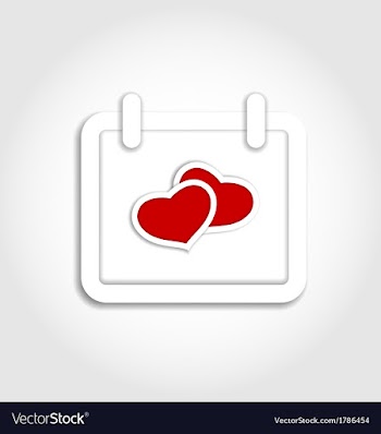  					Calendar icon for Valentines day with hearts vector image														