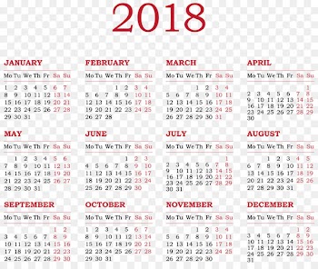 Calendar New Year Clip art - 2018 Calendar Transparent PNG Clip Art 