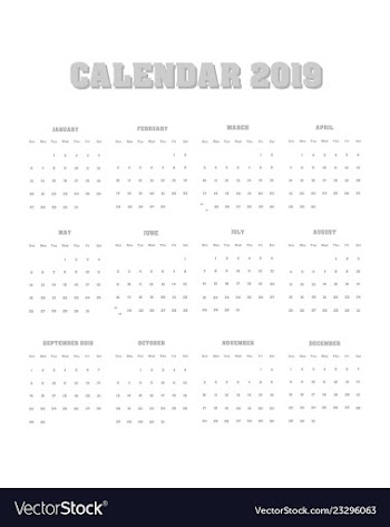 Calendar template design 2019 vector image