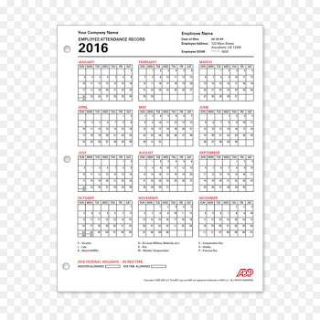 Calendar Template Payroll Attendance Tracking Form - Attendance 