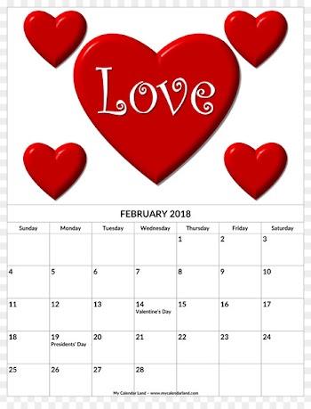 Calendar Valentine's Day February 0 Heart - Valentines Day 