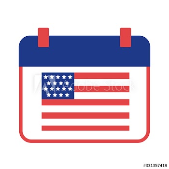 calendar with united states of america flag silhouette style