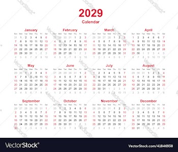 calendar year 2029