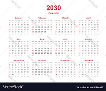 calendar year 2030