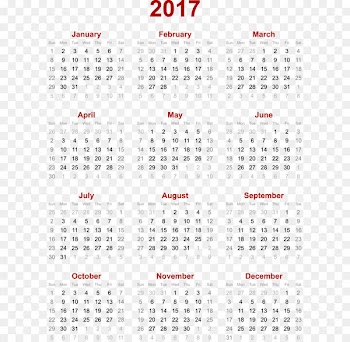 Calendar Year Template Microsoft Excel Microsoft Word - 2017 Calendar Png (2) 