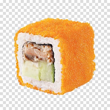 California roll Sushi Makizushi Tempura Smoked salmon, sushi transparent background PNG clipart