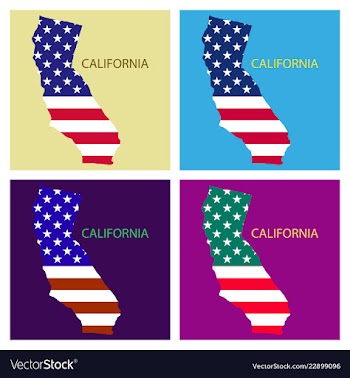 California state of america with map flag print vector image